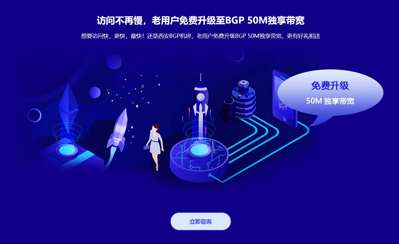 訪問不再慢，老用戶免費(fèi)升級(jí)至BGP 50M獨(dú)享帶寬